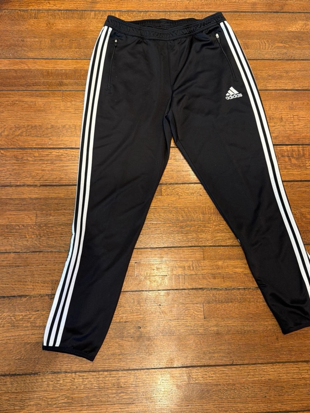 adidas Black Joggers with White Side Stripes - Kids